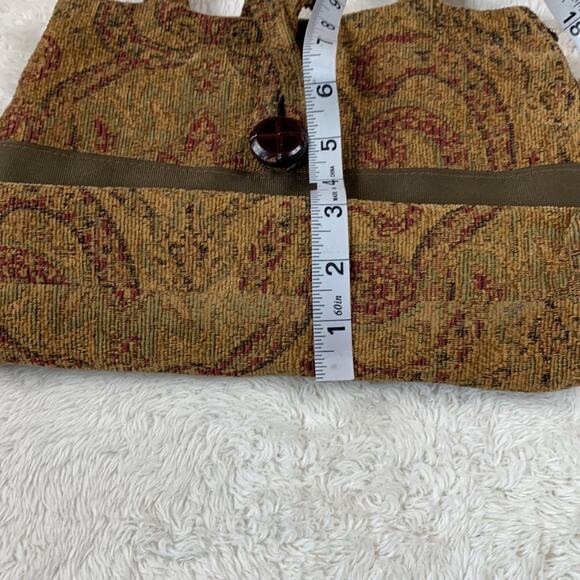 Handmade tan tapestry and plastic handle shoulder or handbag purse - Picture 7 of 9
